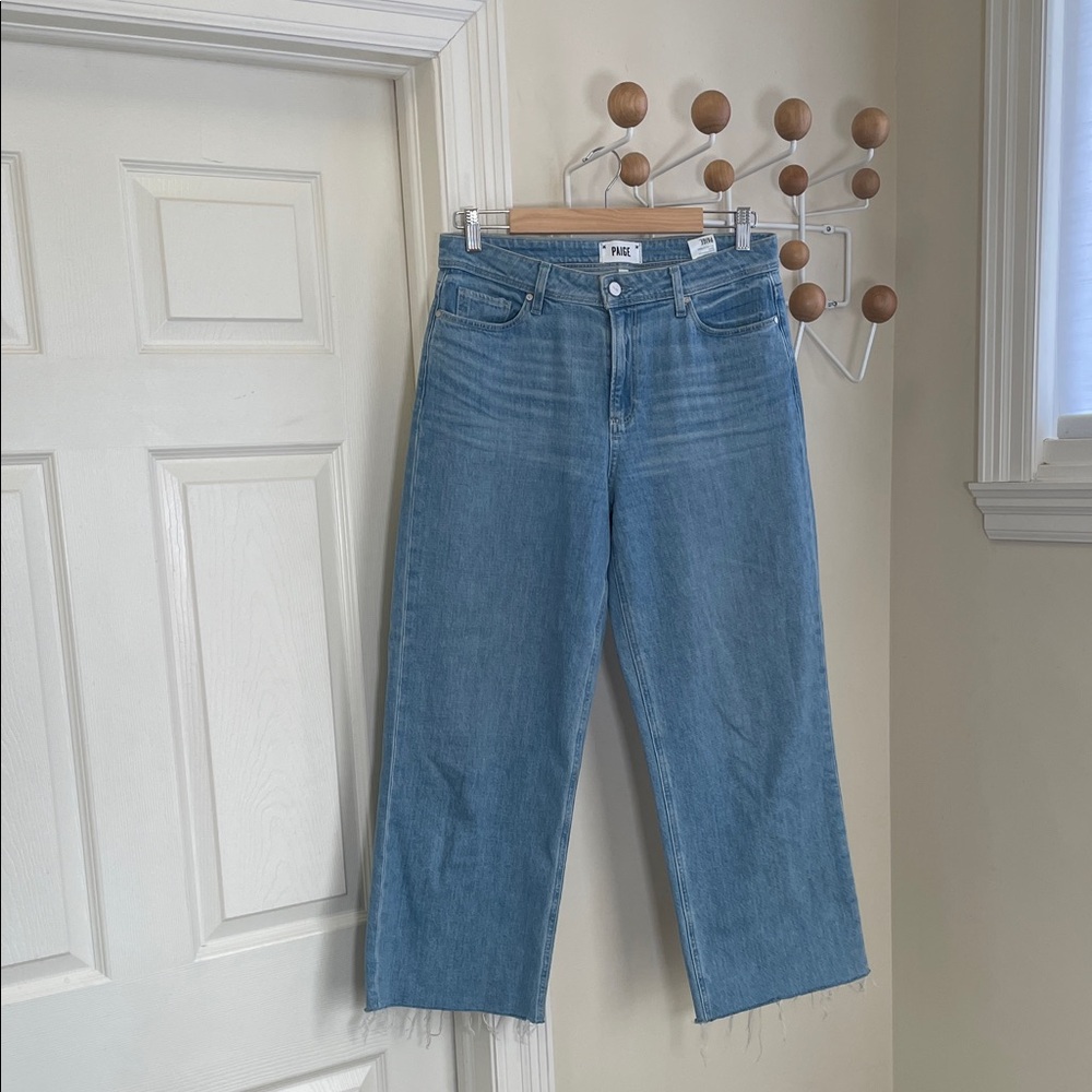 PAIGE - Nellie Wide Legged Denim Ankle Jeans - Light Blue - 29 - Picture 1 of 13